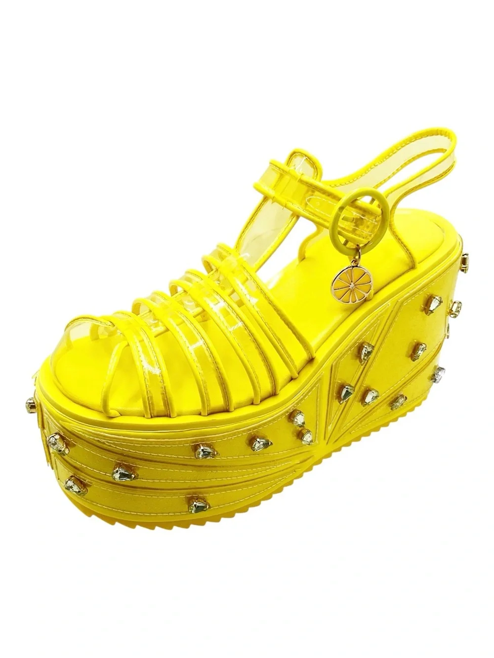 {Sugar Thrillz} Lemon Wedge Sugar Rush Jelly Platform Sandals - Picture 15 of 15